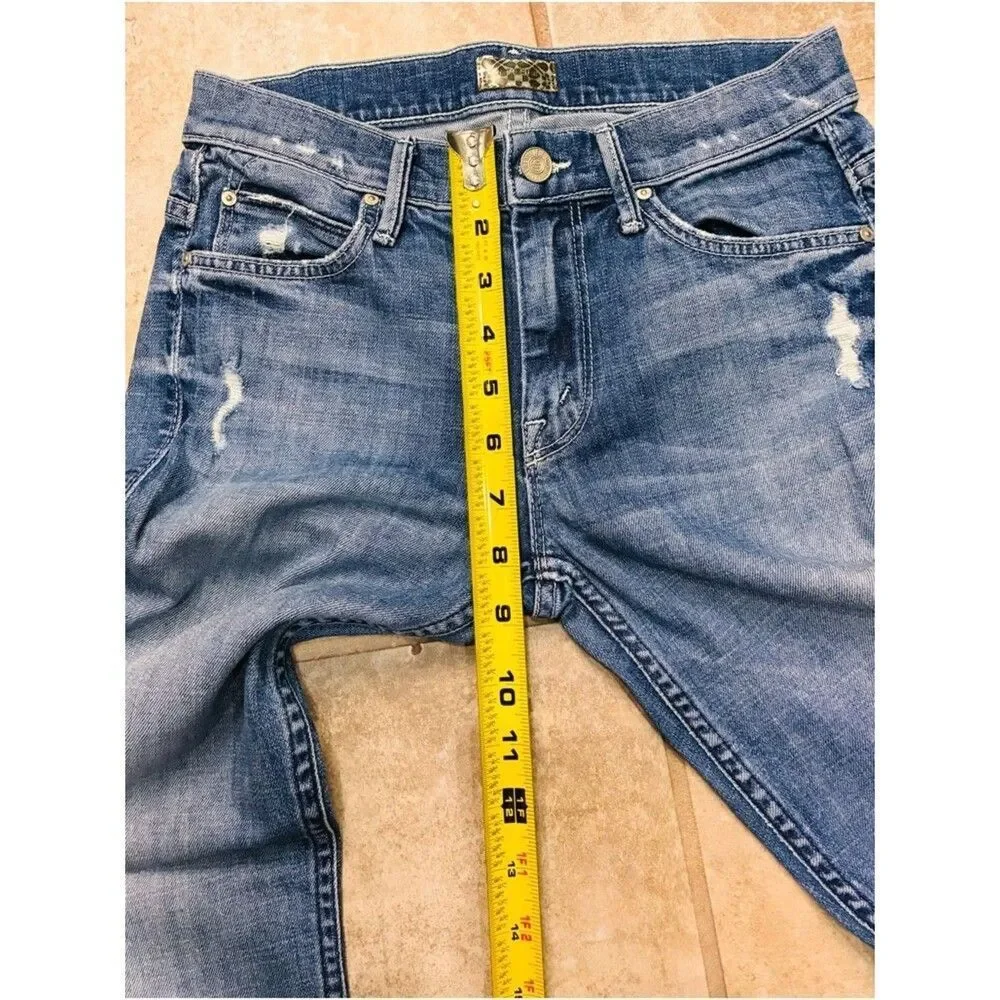 MOTHER The Muse Ankle Jeans 24x28 Blue Hooked Destroyed Stretch Denim EUC